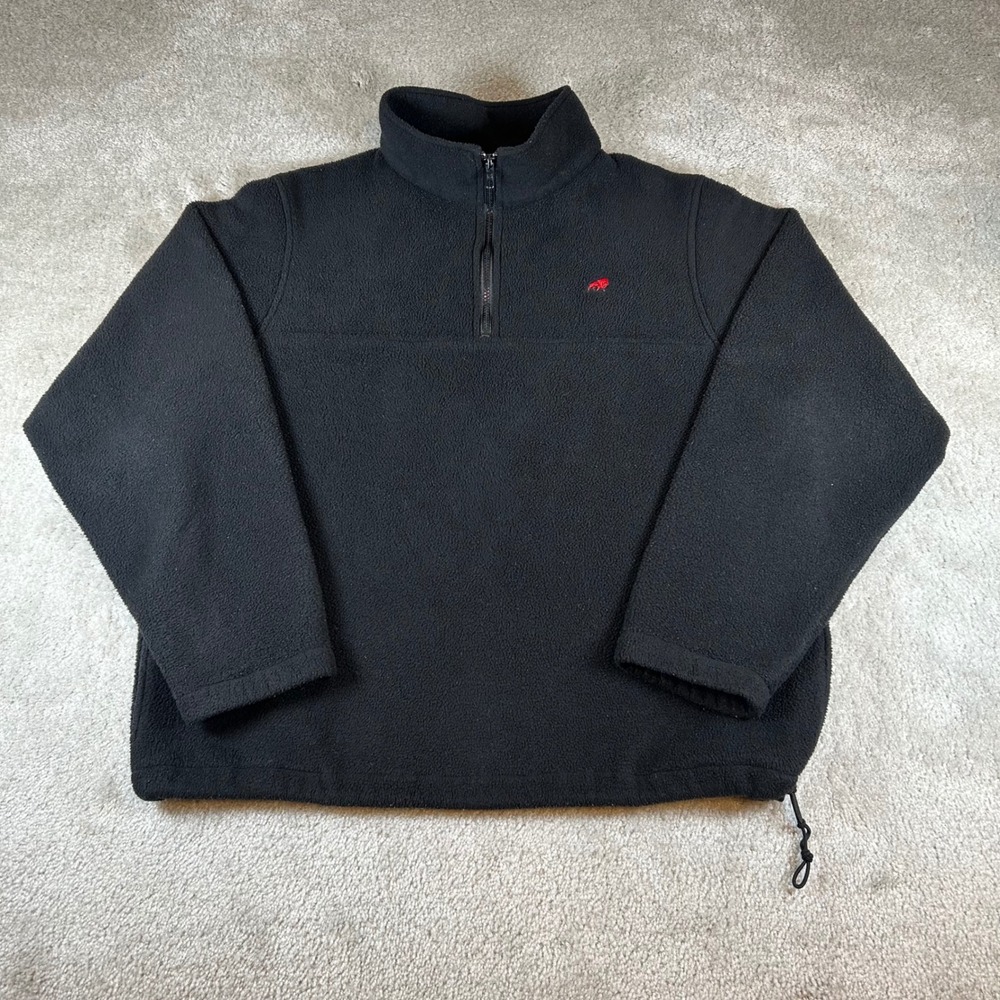 Vintage IMUS Fleece Pullover Mens XL Black Quarter Zip Buffalo 1994 Made in USA